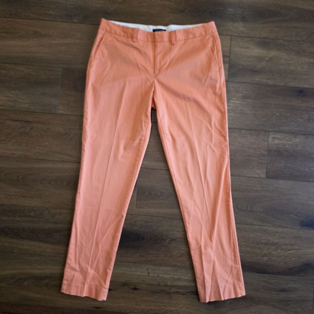 Lands End Women's Fit 1 Pants Size 12 Coral Orange Straight Leg Chino